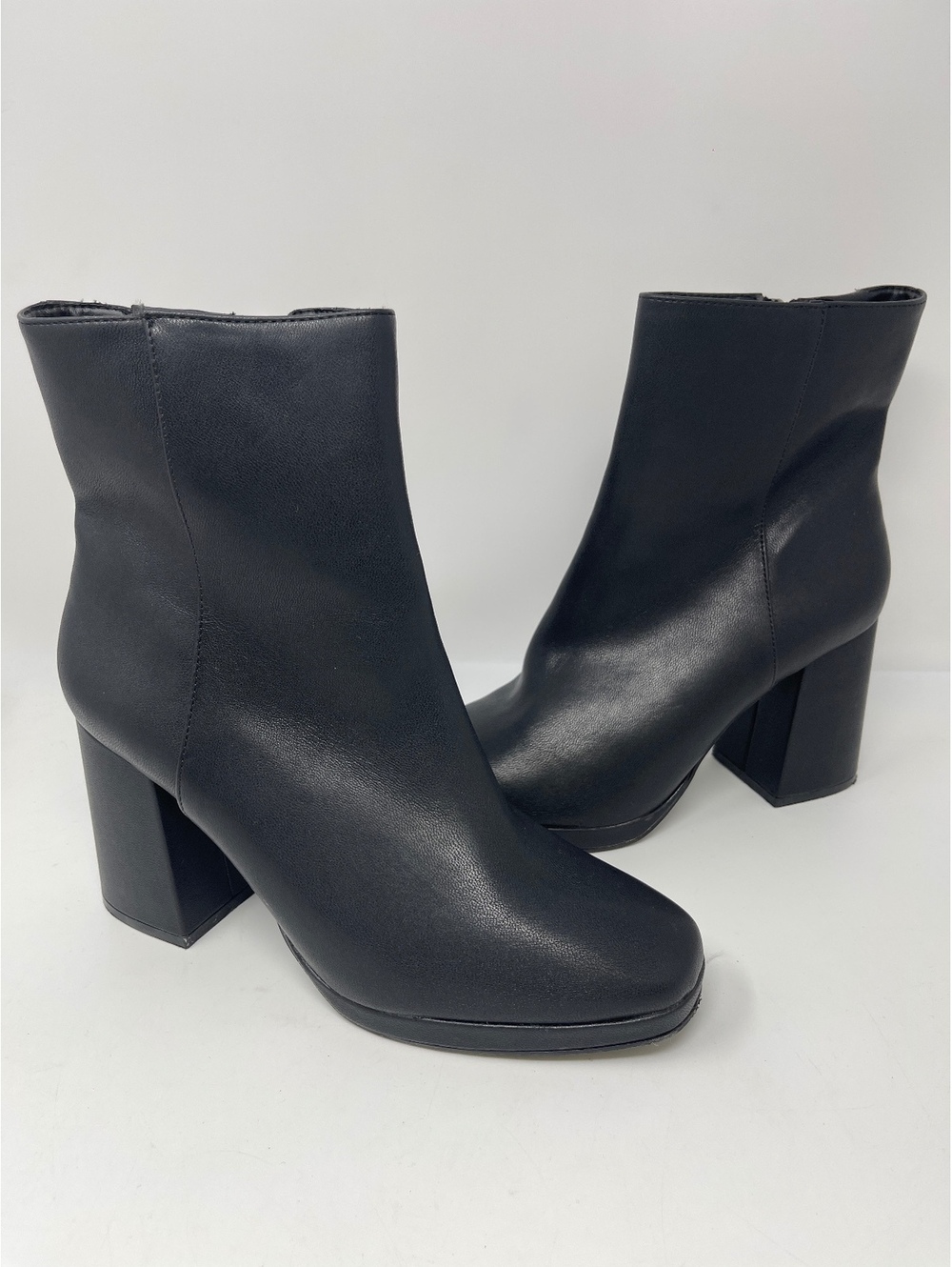 Womens Black Ankle Boots High Chunky Block Heel Platform Booties Size